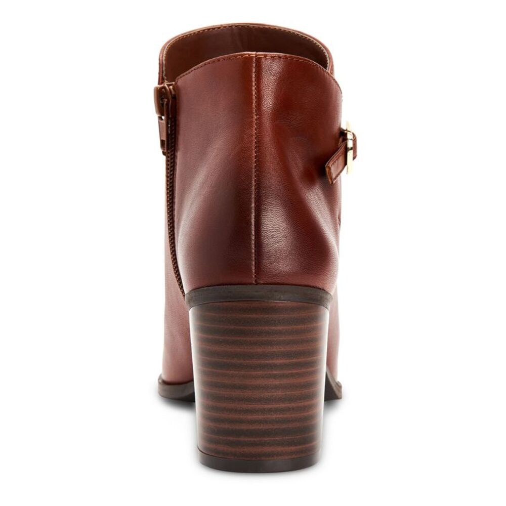 ALFANI Womens Brown Nadenne Almond Toe Block Heel Zip-Up Leather Booties 9.5 M - Picture 2 of 4